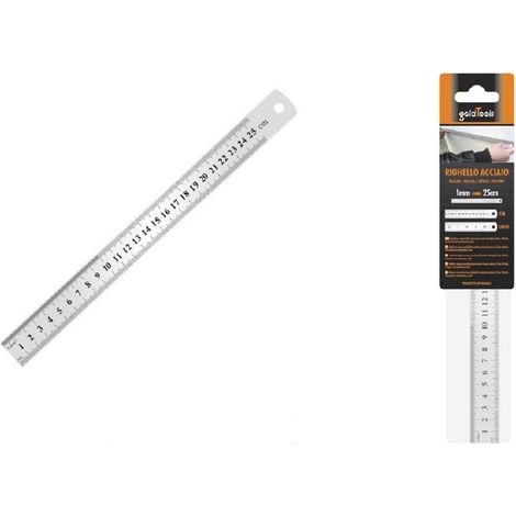 Kaela - Righello Metro In Acciaio Inox Metallo 1 Mm A 25 Cm Riga Segnatura Cm Inch 97763 - (1/2)