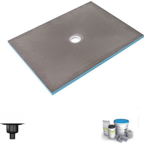 Receveur de douche à carreler 120 x 90 WEDI Fundo Primo rectangle écoulement centré + bonde verticale + kit d'étanchéité