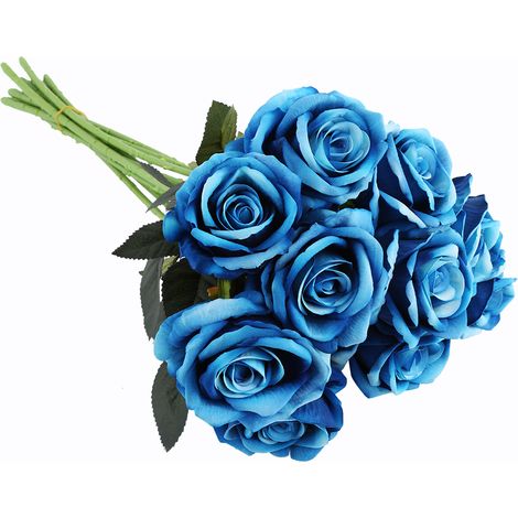 Rose Artificielle - Fleur en Tissu Soyeux - Pour Décoration de Mariage Centre de Table Bouquet de Demoiselle d'Honneur - 10 Pièces (1/2)