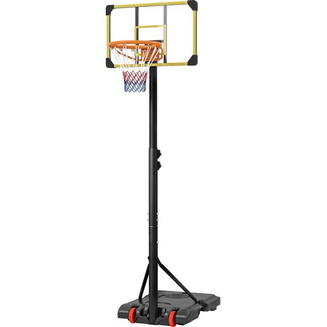 Canasto Basketballkorb für Erwachsene, höhenverstellbar 2,1–2,4 m, mit Rollen und befüllbarem Fuß, Gelb (1/5)