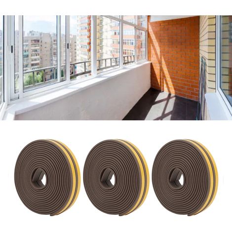 6 bandes d'étanchéité de 923000 mm, outils de calfeutrage, bandes auto-adhésives brunes pour les joints et les bas de fenêtres et de portes. (1/5)