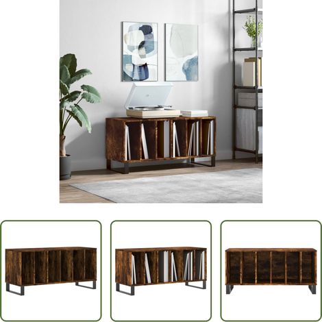 Rangement vinyle - Armoire à disques chêne fumé 100x38x48 cm bois d'ingénierie (1/5)