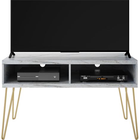 Athena Meuble TV avec 2 compartiments en marbre blanc (1/5)