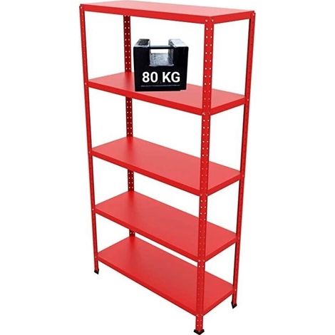 Scaffale Ettore Bulloni Grima in Acciaio Color Rosso L 100 X P 40 X H 187 Cm (1/7)