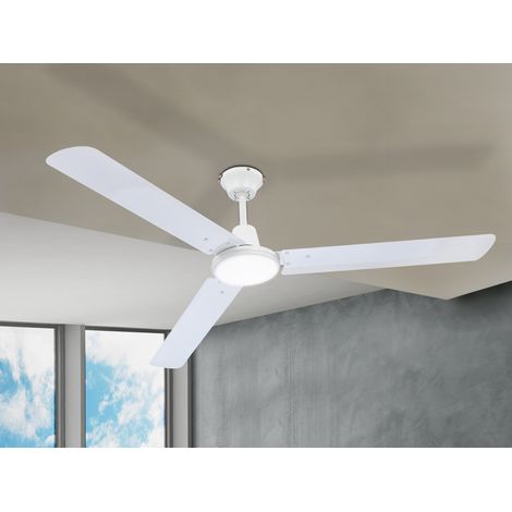 Deckenventilator mit Wandschalter Ventilator Lüfter Windmaschine 3 Geschwindigkeitsstufen, Metall Eisen weiß, DxH 142 x 58 cm (1/4)