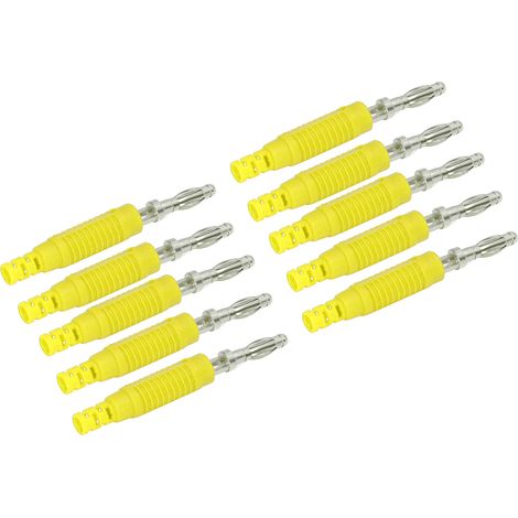 Lot de 10 connecteurs jack PA mâles en laiton à pression avec gaine isolante, adaptateur pour sonde J.10031 jaune (1/5)