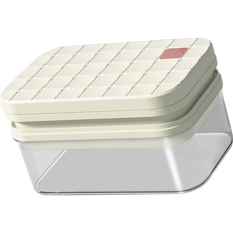 Eiswürfelform mit 56 Fächern, 2 Ebenen, großes Fassungsvermögen, quadratische Eiswürfelform mit Deckel und Behälter für den Hausgebrauch (1/5)