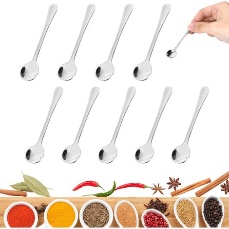 Lot de 10 Cuillère, Acier inoxydable, 7,5 cm, Argenté, Cuisine, Café