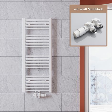 SONNI Handtuchtrockner Bad 1000x400mm Badheizkörper Weiß Heizkörper thermostatkopf,mit Ventil,365 Watt (1/5)