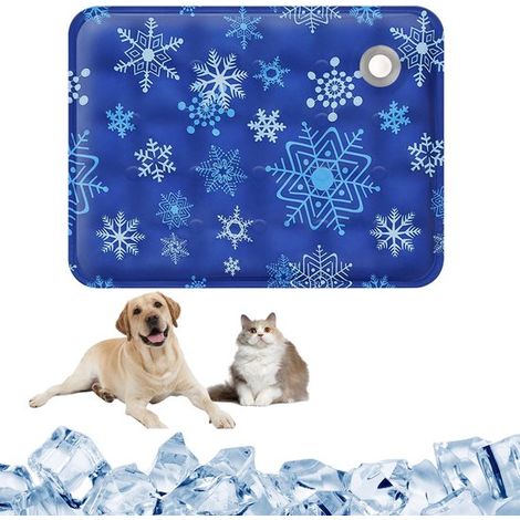 Alfombrilla refrescante para perros, Climatiser, Alfombrilla refrescante, Almohadilla refrescante de PVC, 40x50 cm, Copo de nieve azul oscuro (1/5)