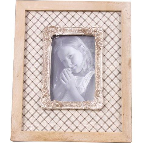 Cadre photo rustique vintage de 12,7 cm (5 pouces), à fixer au mur, de style américain rectangulaire, en bois massif. (1/4)
