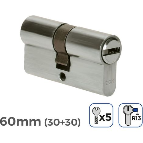 Cylindre De Porte à Nickel 60mm (30+30mm) Court Came R13 Avec 5 Clés De Sécurité Inclus