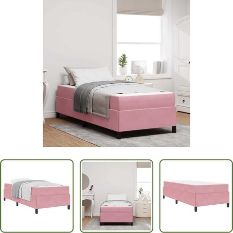 vidaXL Matelas confortable - Cadre de lit avec matelas Rose 80 x 200 cm tissu (1/5)