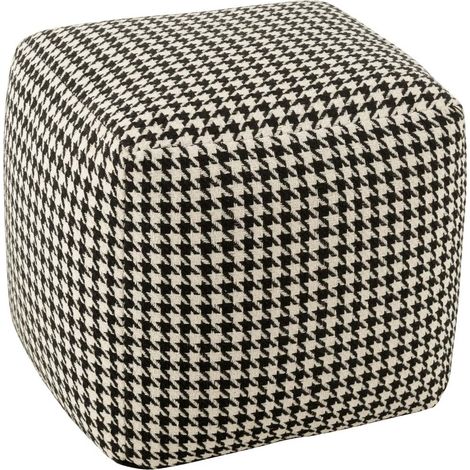 Pouf Pied-de-Poule "Joshua" 45cm Noir & Blanc (1/5)