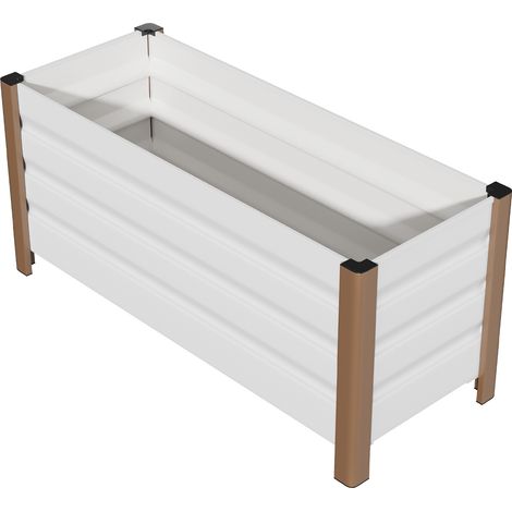 Bac de Jardin Surélevé en Aluminium 1004045cm, Antirouille, Drainage Intégré, Coins Arrondis,r Balcon, Terrasse, Blanc, 1PC (1/5)