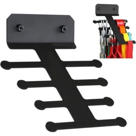 Metallene Wandhalterung mit acht Haken für Fitnessgeräte, Wandhalterung für Widerstandsbänder, Springseile und Klimmzugbänder, die sich nicht verheddern (1/4)