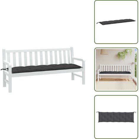Coussin de banc de jardin anthracite mélangé 180x50x7 cm tissu - Coussin De Banc - Coussin D'extérieur - Coussin Jardin - Décoration Intérieur - Coussin Confortable