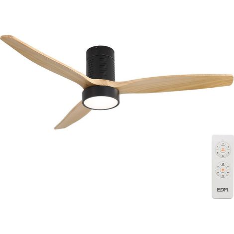 Ventilador de techo inteligente efecto madera luz led 3000/4000/6000k kara edm (1/5)