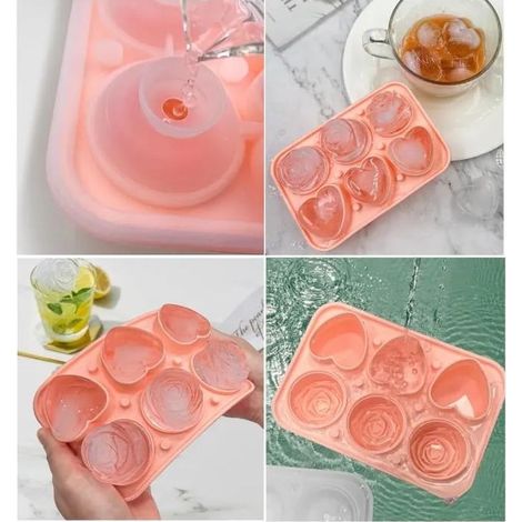 Eiswürfelform aus Silikon mit trichterförmigem Deckel. 3D-Rosen- und Herzform für Whisky-Cocktails. (1/5)