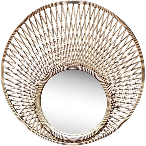 Miroir rond décalé en bambou 80cm (1/2)