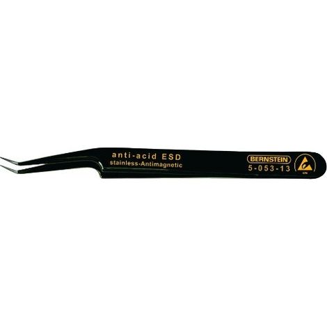 BERNSTEIN Tools for Electronics 5-053-13 Pinzetta SMD 51 SA-ESD Molto acuminate, oblique-piegate 110 mm