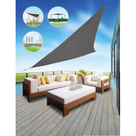 BURI Solar Sonnensegel LED Lampe 3,25x3m Licht UV Wind Schutz Schattenspender Dreieck (1/4)