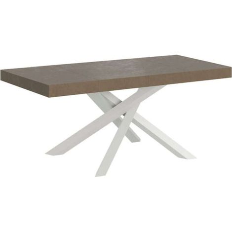Tavolo allungabile 120/380x90 cm Volantis Premium tortora gambe bianche (1/4)