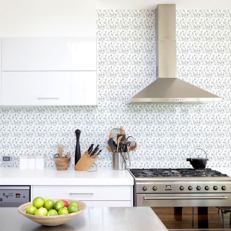 Sticker Mural Carrelage adhésif Cuisine Salle de Bain - 30 STICKERS CARRELAGES EFFET MARBRE NOIR ET BLANC - 30stickers10x10cm (1/5)