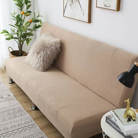Housse Clic Clac Housse Canape Lit,170-190cm Extensible Anti-Taches Couvre Protection canapé sans Bras,Kaki (1/5)