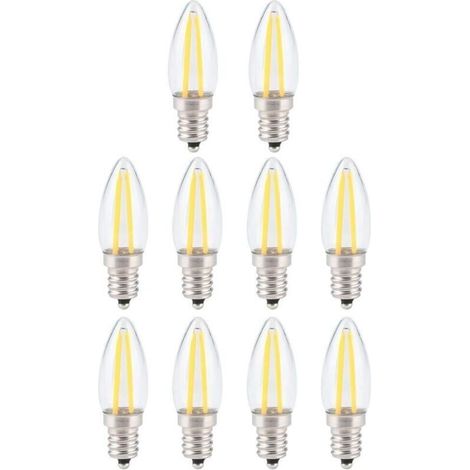 Ampoule à filament LED rétro à intensité variable, ampoule LED E12 2W blanc chaud avec protection des yeux