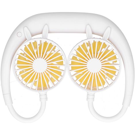 Ventilateur de cou rechargeable par USB, ventilateur électrique portable pour l'extérieur, les voyages, le bureau et la salle de sport (blanc) (1/5)