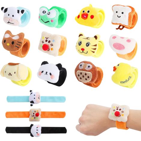 12 pulseras a presión para niños, mini pulseras de peluche, regalos de cumpleaños, pequeños regalos para niños y niñas para fiestas de cumpleaños y celebraciones navideñas. (1/5)