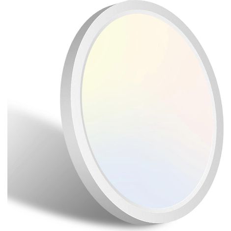 Plafonnier LED ultra-mince de 18 cm (7 pouces), 15 W, 1500 lm, trois couleurs au choix, blanc, pour chambre, cuisine ou sous-sol.