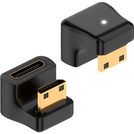longziming - Adaptateur Mini HDMI coudé à 180° (lot de 2) – Adaptateur HDMI 2.1 8K 60 Hz avec indicateur LED – Adaptateur Mini HDMI mâle vers femelle en forme de U (1/5)
