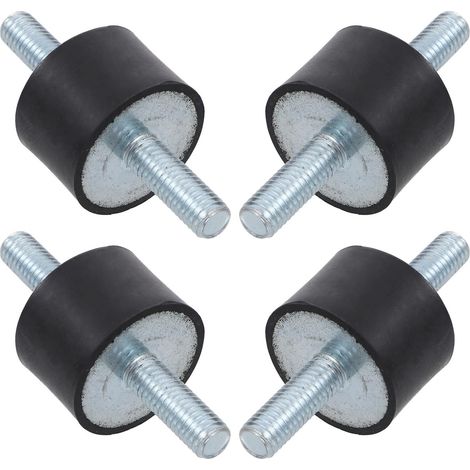 Supports avec Crampons Filetés Double Anti-vibrations Cylindriques en Caoutchouc Noir 4 Pièces pour Protection et Isolation des Pompes et Générateurs (1/5)