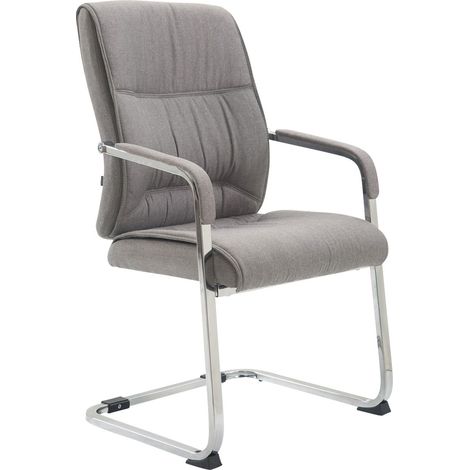 Silla de visita XXL sin ruedas, cómoda y elegante, en tejido gris claro BUR10696 (1/5)