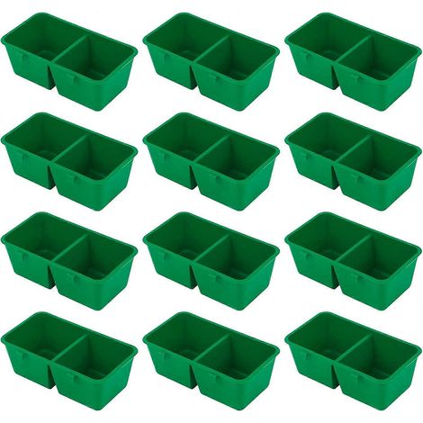 Lot de 12 mangeoires pour oiseaux, pouvant contenir des graines ou de l'eau. Ces mangeoires peuvent être suspendues dans une cage.