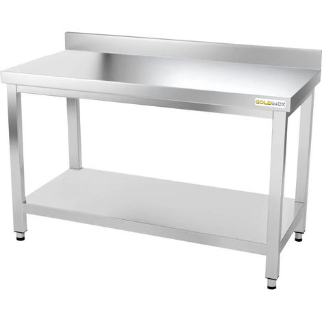 Table de travail en inox 1600 x 700 mm adossée PREMIUM - GOLDINOX (1/4)