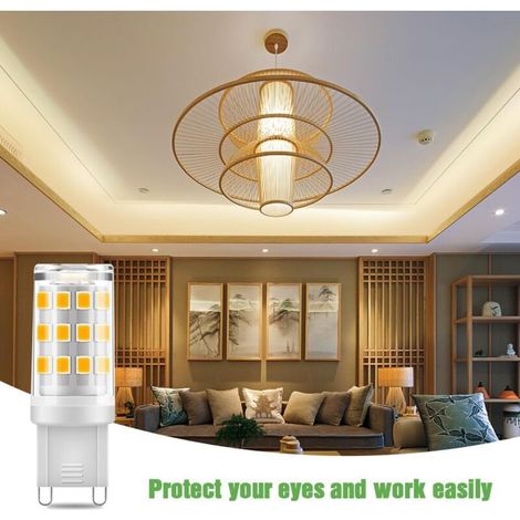 Bombilla LED G9, 3W equivalente a halógena G9 de 30W, 300LM, blanco cálido 3000K, sin parpadeo, CA 220V, no regulable, paquete de 10 [Clase energética F] (1/3)
