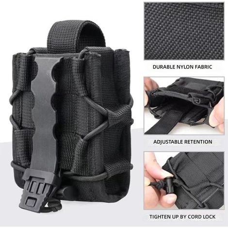 étui tactique pour menottes avec porte chargeur ceinture de service, équipement sécurité patrouilles (1/5)