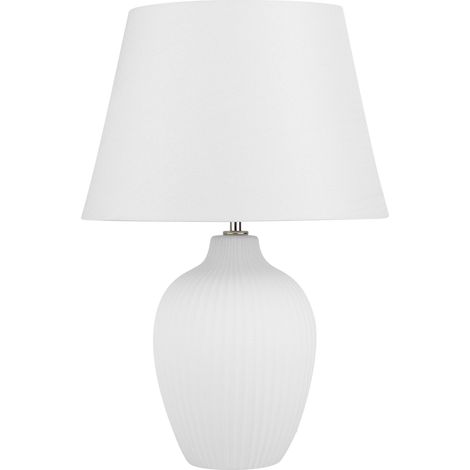 Lámpara de mesa de cerámica blanco 52 cm pantalla de lino retro sala de estar dormitorio Fergus (1/5)