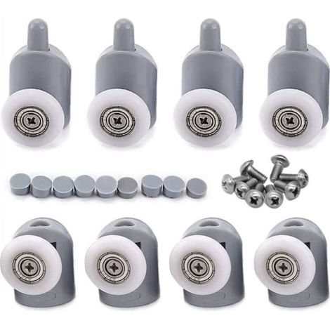 – Lot de 8 roulettes de porte de douche 23mm – Rouleaux en nylon et acier inoxydable – Pour verre 3 à 6 mm d'épaisseur – Fonctionnement fluide et silencieux (1/5)