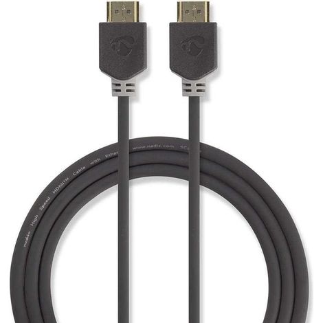 Cable hdmi de alta velocidad con ethernet conector hdmi conector hdmi 4k60hz arco 18 gbps 100m redondo pvc antracita caja