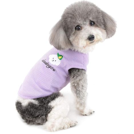 Chiot chemise t-shirt doux coton respirant vêtements été chiot Chihuahua Yorkshire veste rayé chat vêtements violet M (1/4)