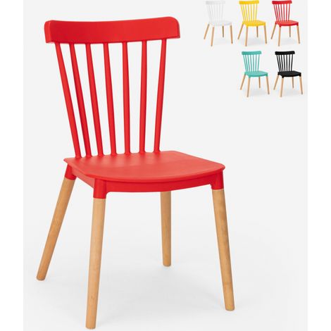 Sedia design moderno legno polipropilene ristorante bar cucina Praecisura - Rosso