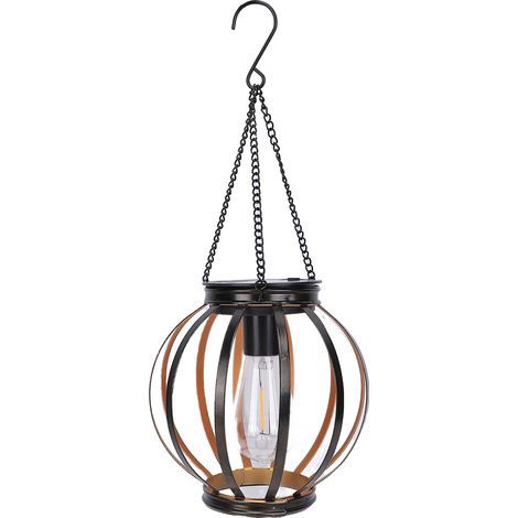 Outdoor hanging solar lantern, waterproof, metal-powered, with hook, for outdoor courtyard, garden, patio, porch, round balcony (1/5)