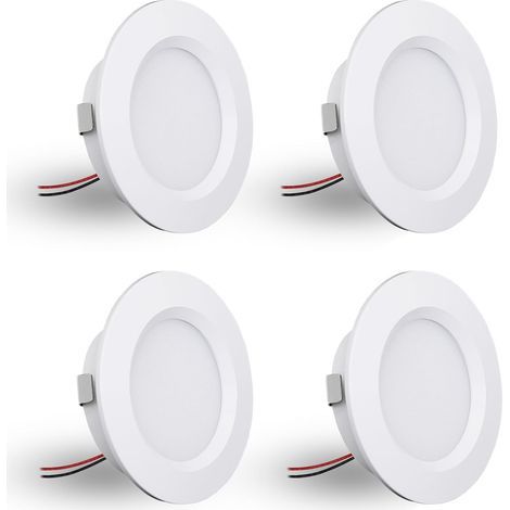 Set of 4 Recessed Spotlights, 12V Dimmable, 3W Extra Flat 14mm, IP44 Bathroom, 55mm Hole, Camper Van Kitchen (1/5)