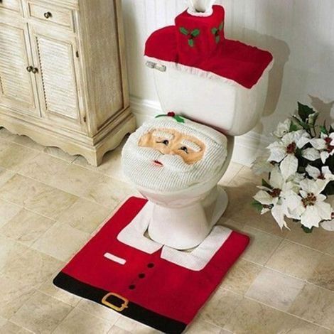 Décorations de Toilette de Noël - Siège de Toilette Bonhomme de Neige Rouge et Blanc (1/5)