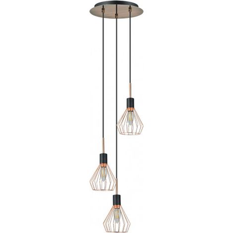 FAB 153593073 Pendente San Pietroburgo 3xe14 Nero/rame Regx30x30 Cm