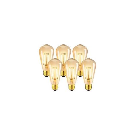 Lot de 6 Ampoules LED 6W Edison Vintage E27 - Ampoule à filament ST64 2200K Blanc Chaud - Equivalent à Ampoule Incandescente 48W (1/4)